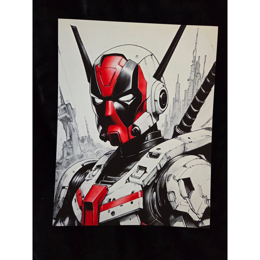 Robotech Deadpool - Custom created digital fan art print 8.5" x 11"